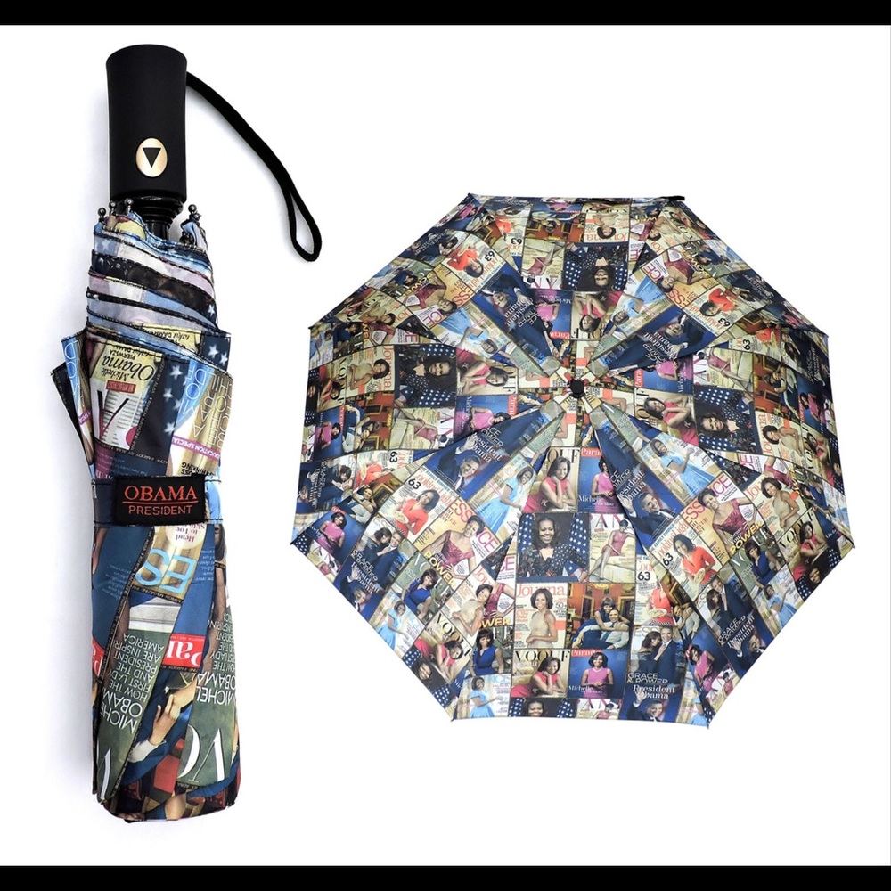 Obama NWT Magazine Cover Collage Auto Umbrella